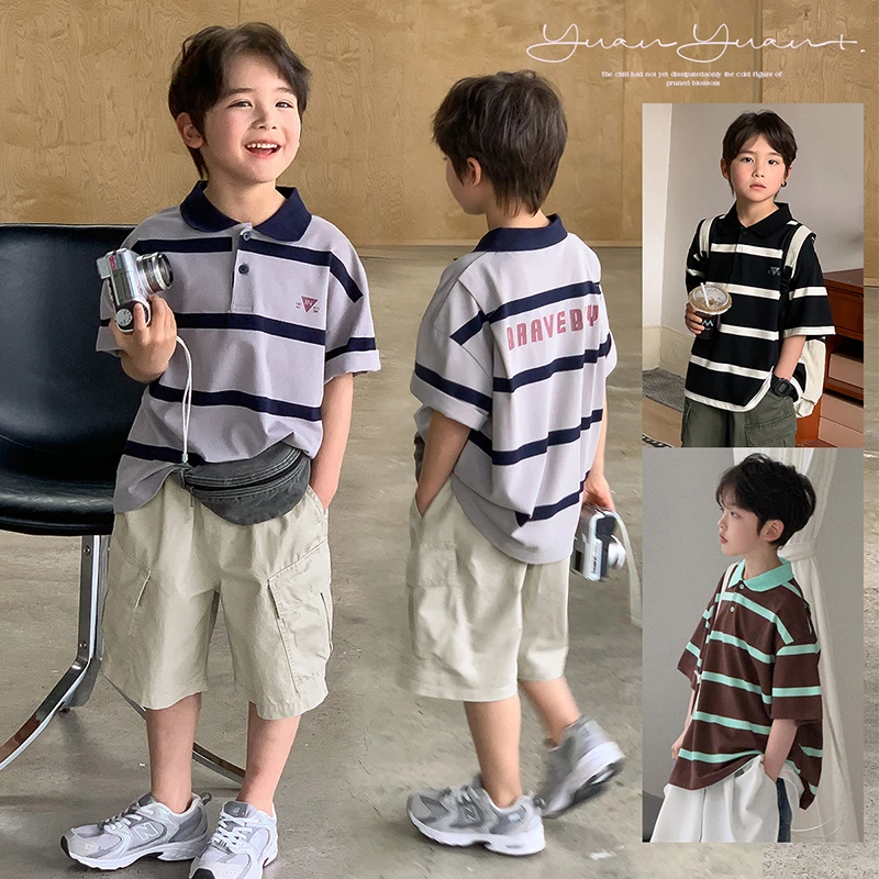 在仓【薄正太】源源家童装2025儿童夏季polo衫男童t恤短袖条纹潮夏1