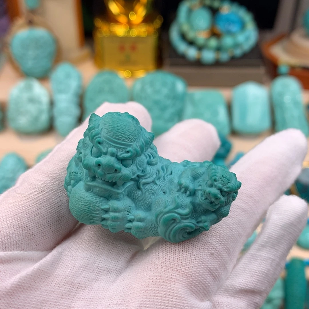 绿松石未镶嵌唐狮