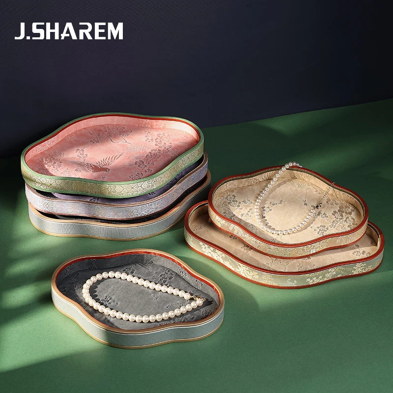 首饰展示架 珠宝首饰展示盘黄金翡翠看货盘古风拍照陈列饰品托盘