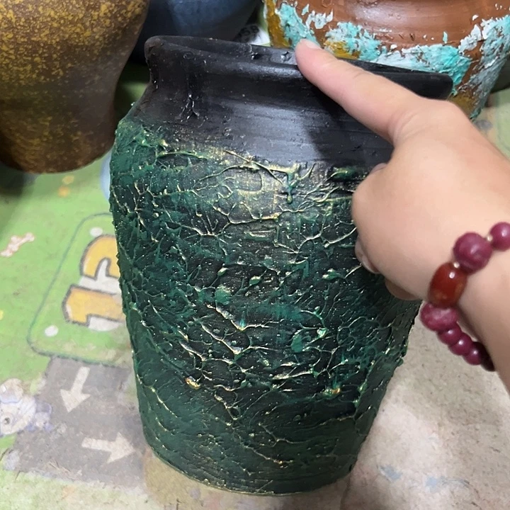 粗陶盆有孔高24口17
