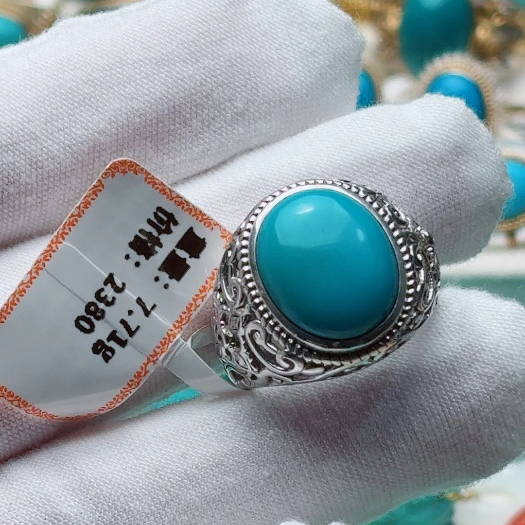 绿松石银S925镶嵌戒指