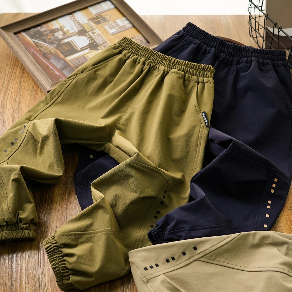 男童儿童秋季新款拼接休闲点点束脚裤子中大童百搭长裤4AU43