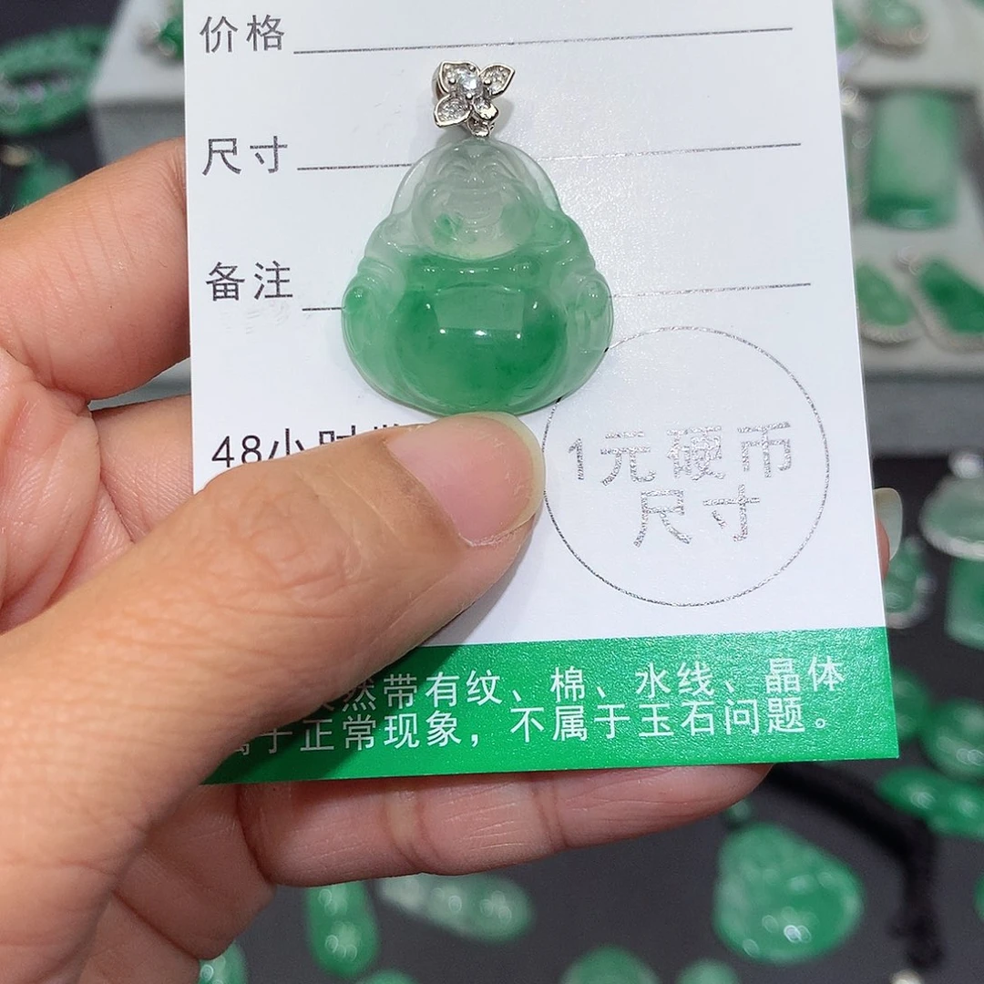 颈饰银S925镶嵌石英质玉（非洲翠）金****光