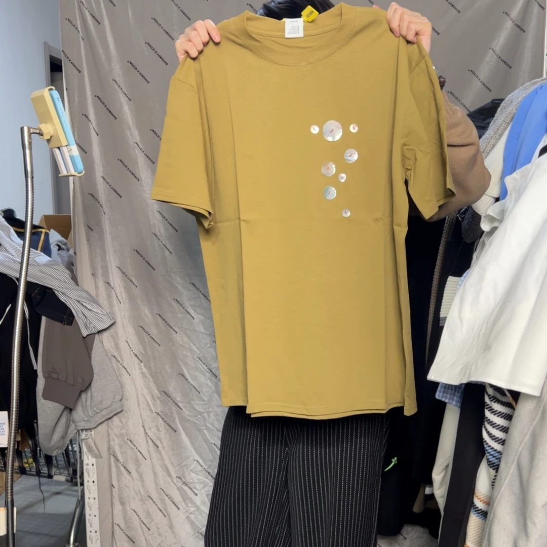 海的女儿贝壳短袖XL芥末绿色