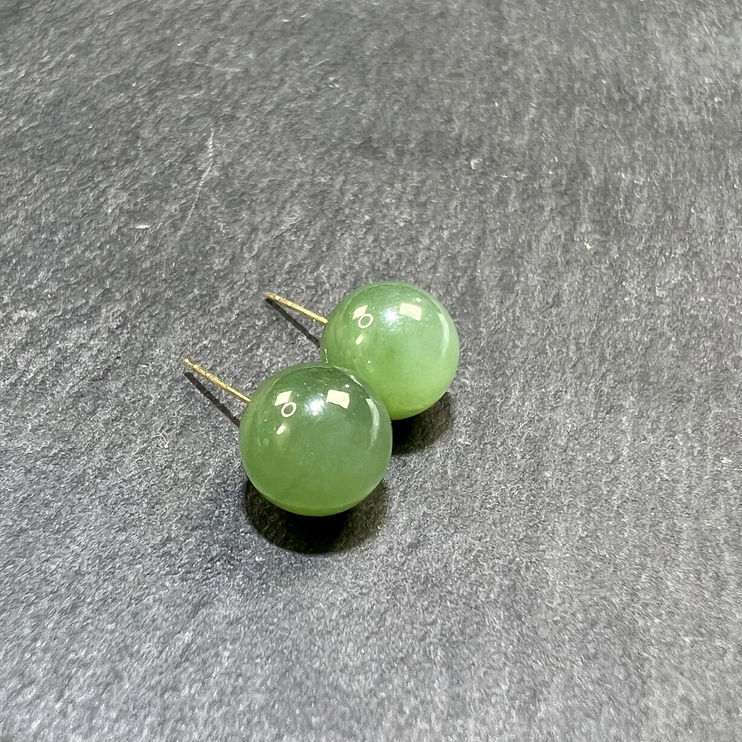 18k和田玉碧玉耳钉   KT24070621