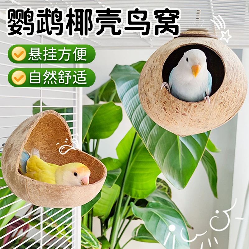 【宠大条】鹦鹉椰壳鸟窝椰子壳鸟窝夏季鸟窝挂窝鹦鹉窝牡丹鸟窝鸟巢