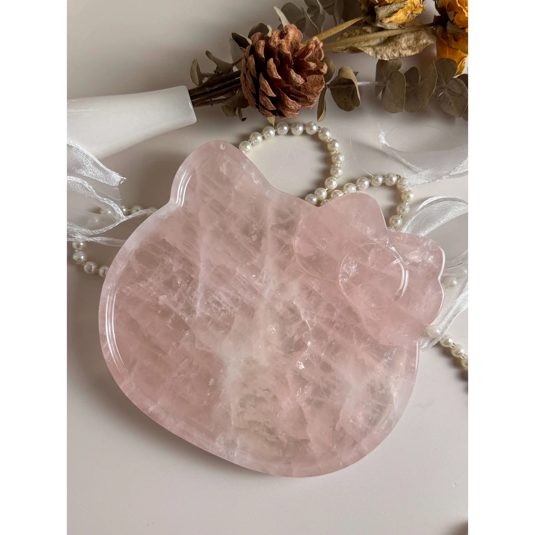 小众且高级的粉晶KT创意盘 轻奢盘子网红时尚椭圆