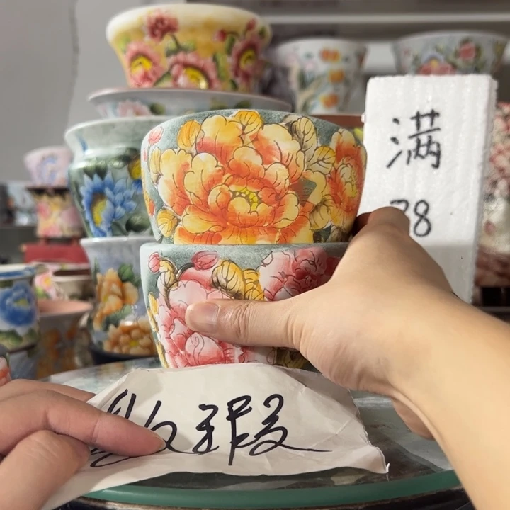景德镇手绘花盆满38包邮偏远地区除外