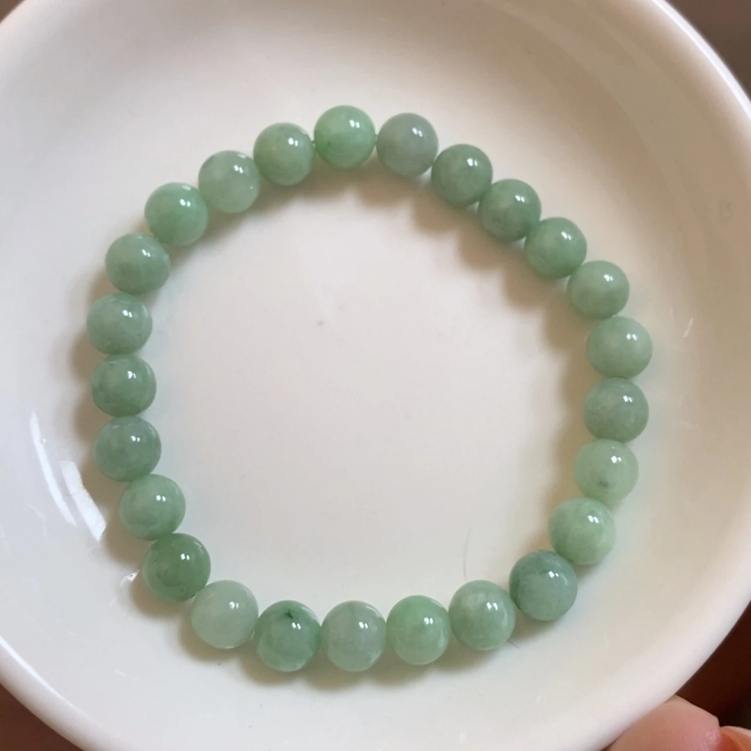 翡翠未镶嵌手链果绿卡7