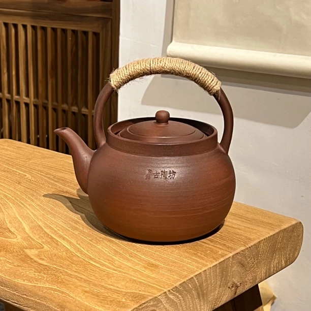 1000毫升老岩泥提梁壶煮茶煮水壶复古炉外茶室静水壶大容量家用