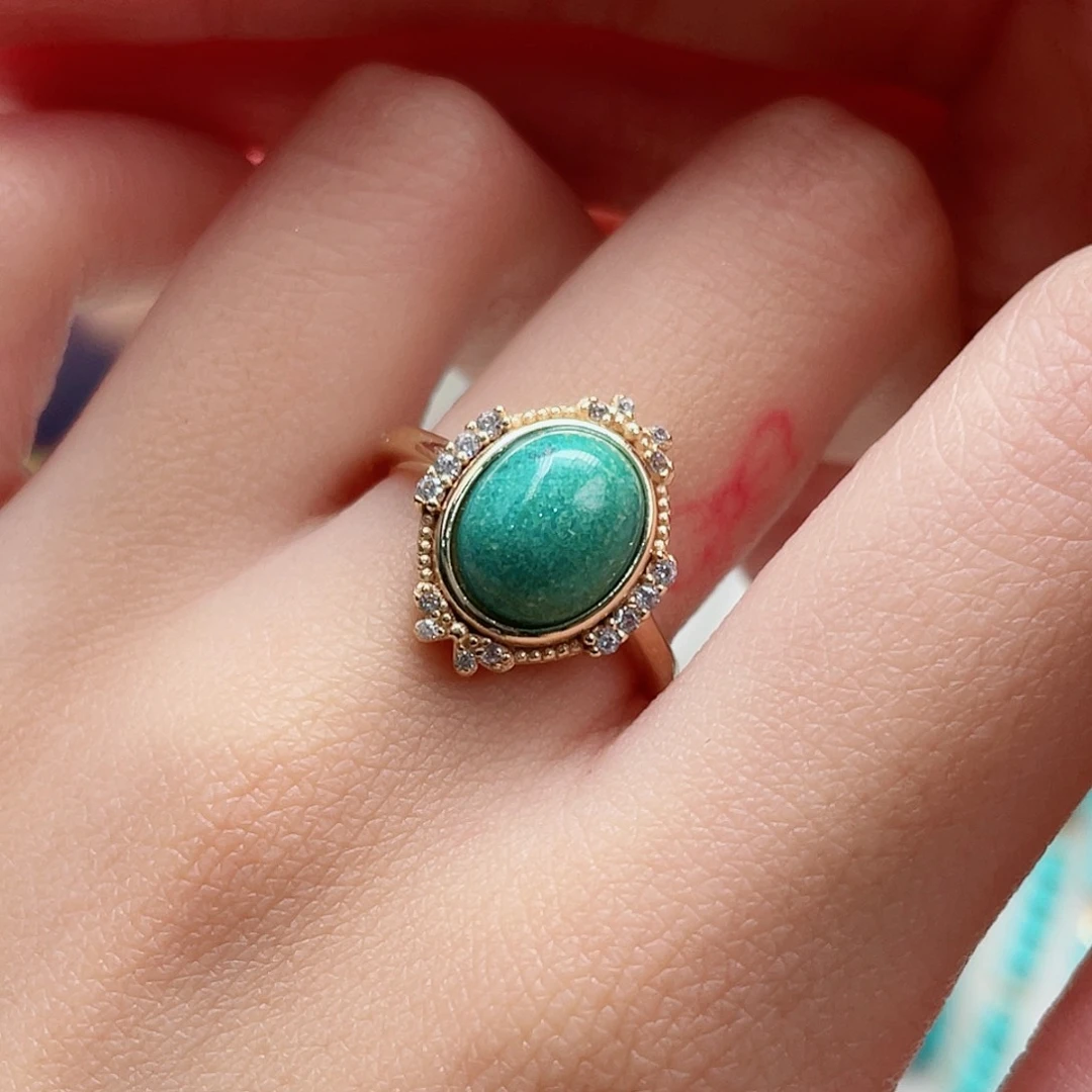 绿松石银S925镶嵌戒指