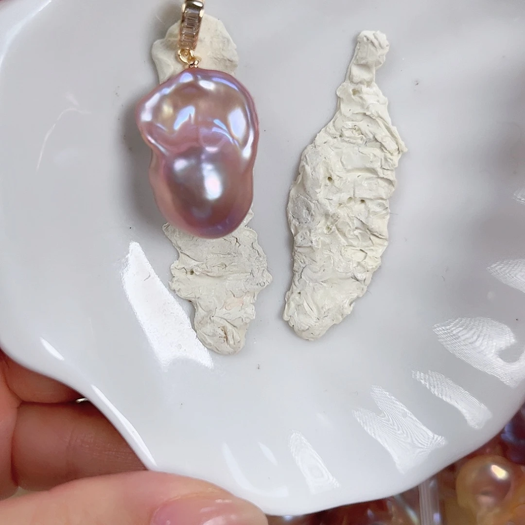 吊坠(不含链)银S925镶嵌淡水珍珠