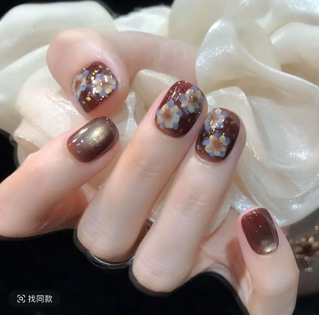 喵公子【暮夜花影】纯手工穿戴甲可拆卸美甲光疗甲