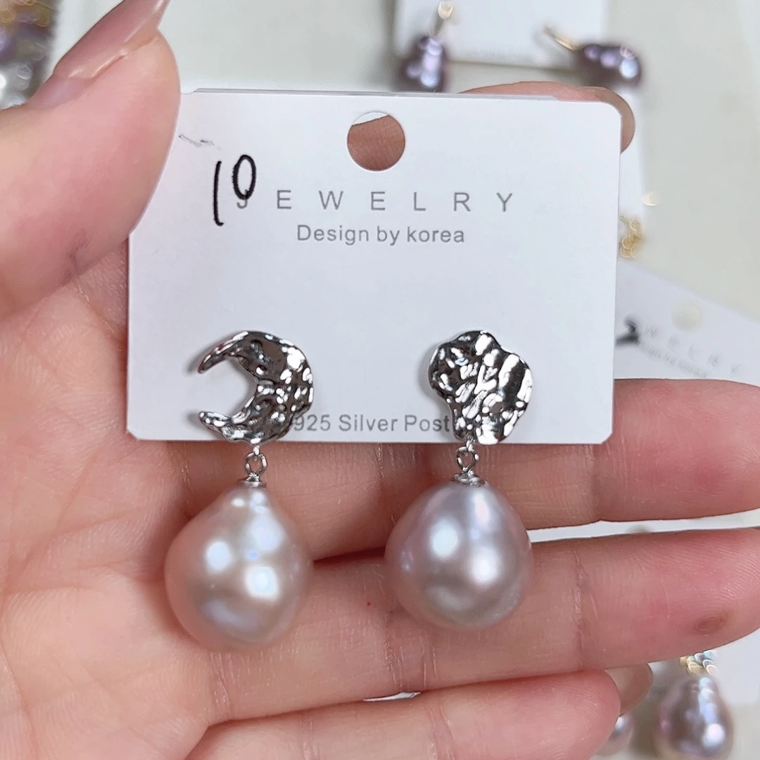 银S925镶嵌淡水珍珠耳饰