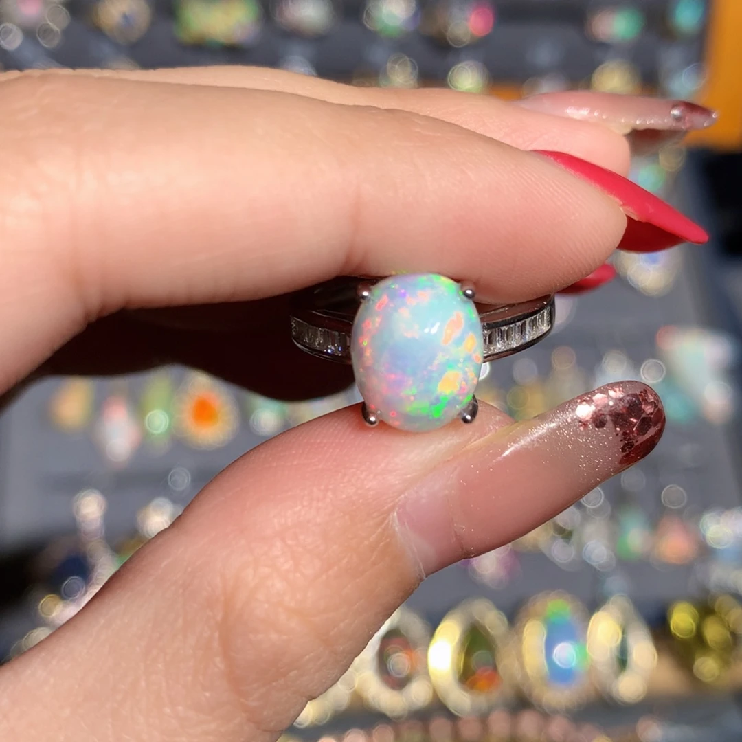 银S925镶嵌欧泊欧泊戒指y