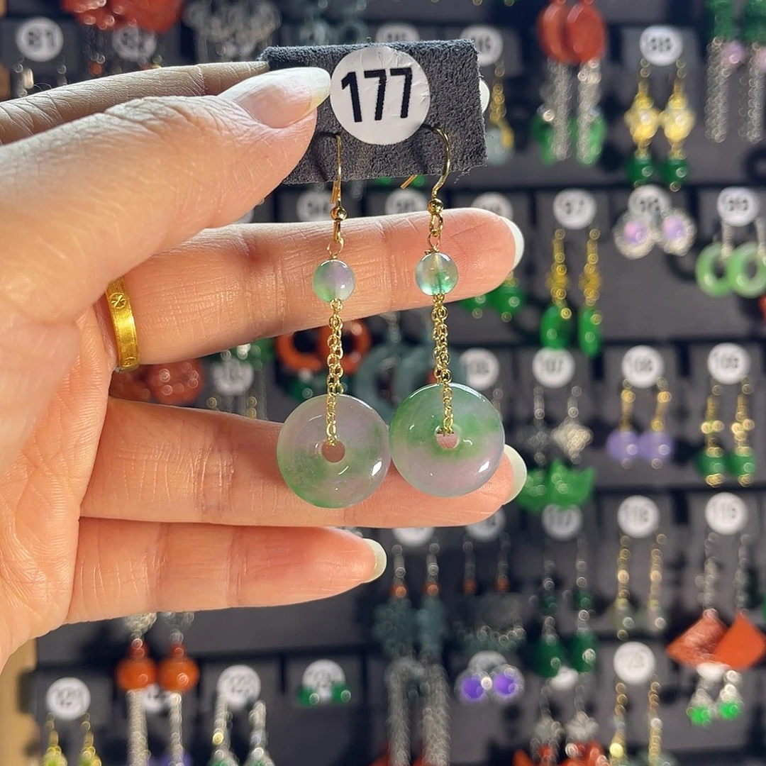 翡翠银S925镶嵌耳饰177