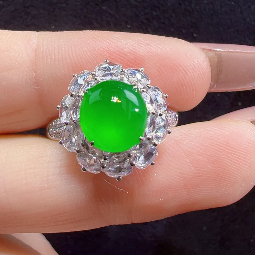 翡翠戒指18K金镶嵌戒指