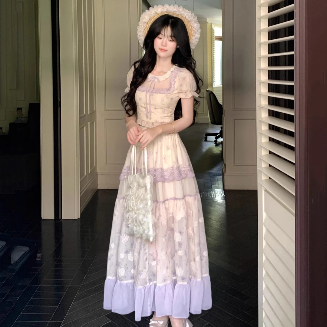 千语栀【晴空鸢尾】两件套女装夏装穿搭一整套2025新款韩系甜美套装