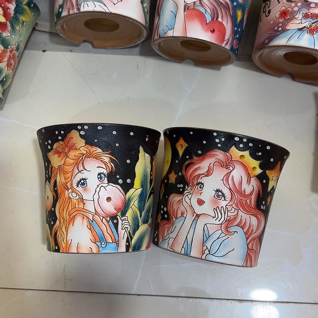 婞***後景德镇炫彩手绘景德镇陶瓷花盆
