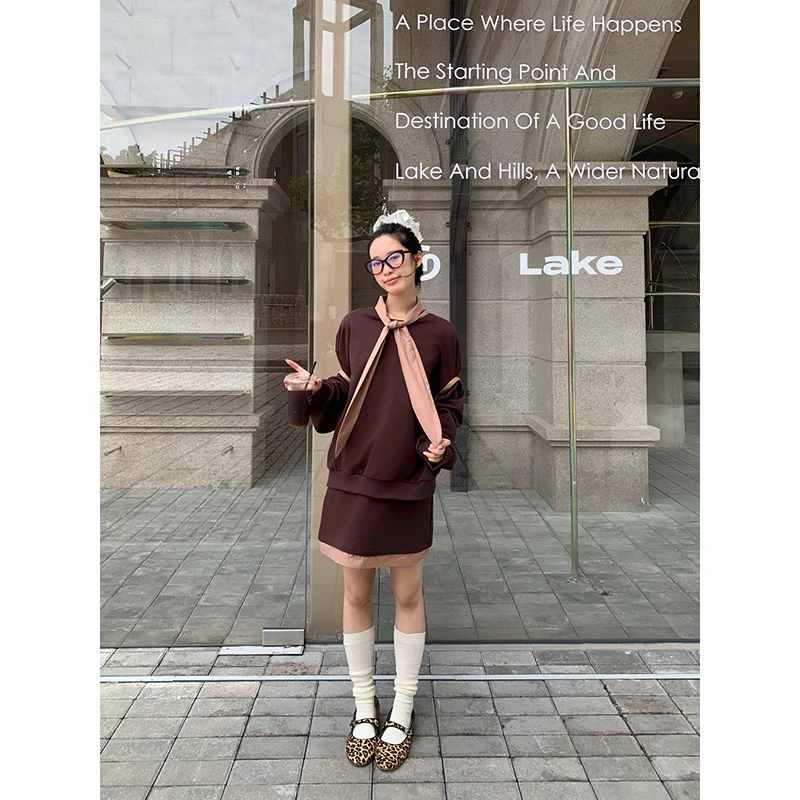 学院风减龄裙子时尚套装女装两件套F2656