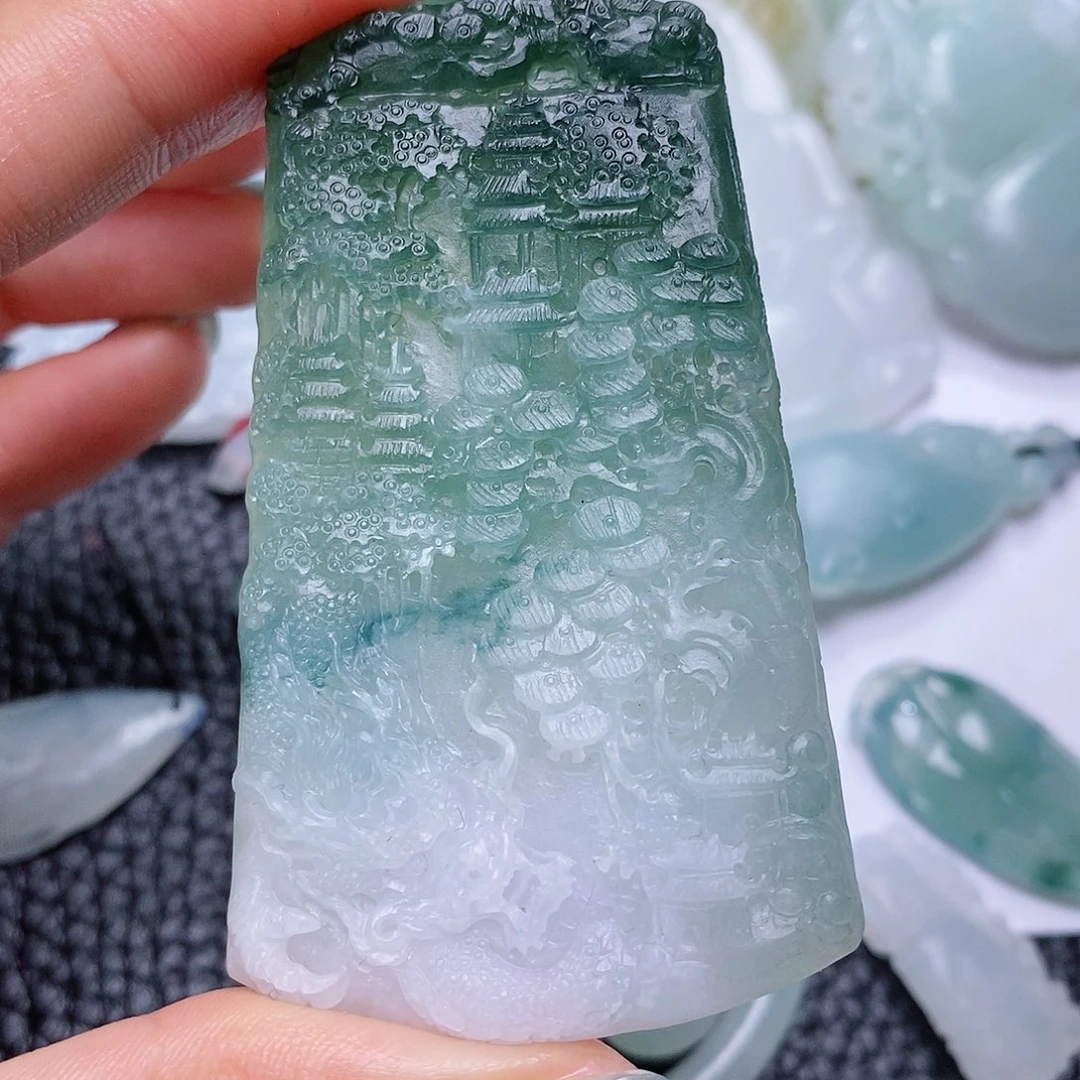 定制翡翠未镶嵌毛货付款后确认抛光