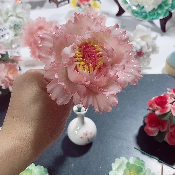 瓷片纯陶瓷手工捏花
