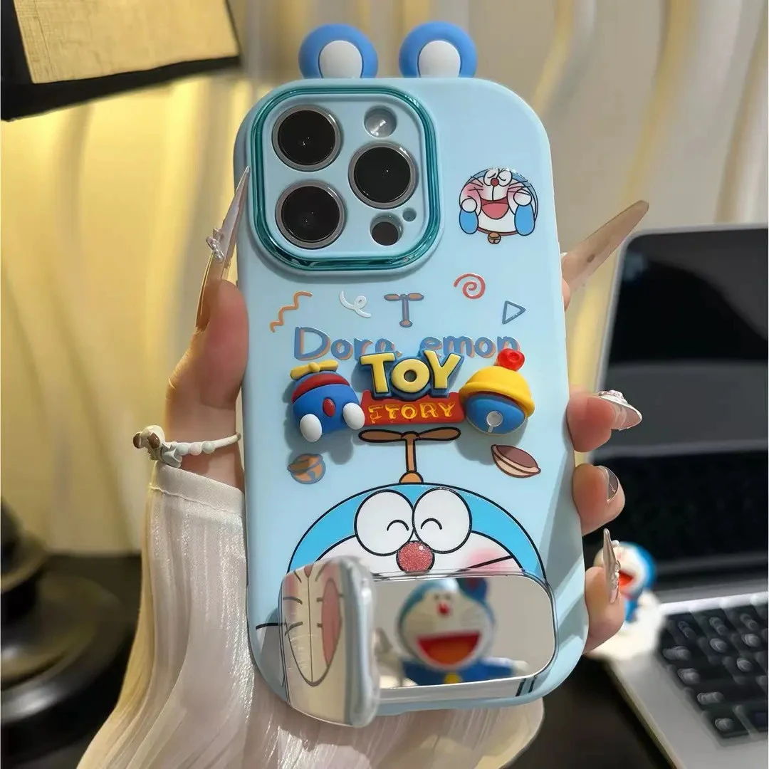 叮当猫公仔支架适用苹果16/17promax手机壳iPhone15/14/13/12/11