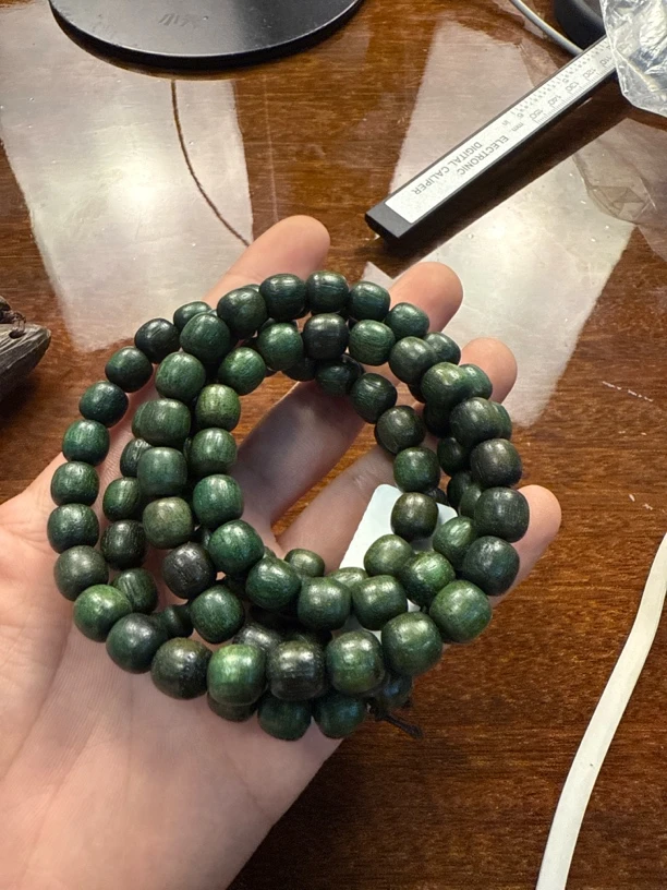 增香沉香木文玩世家RYX205B10绿木串人生作弊器越南沉香木串