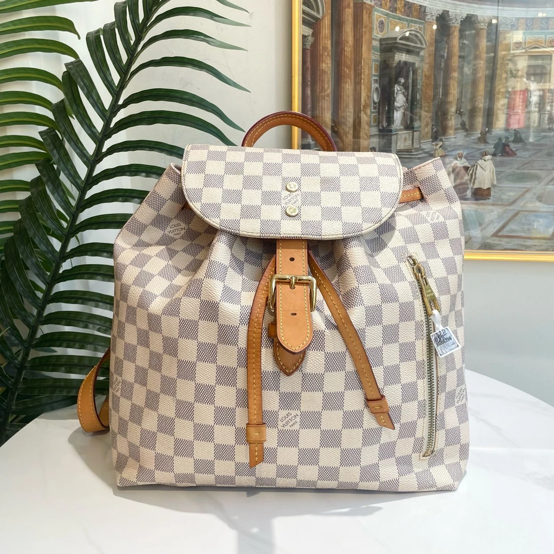95新 LouisVuitton/路易威登 御古屋/61722/LV 白棋盘双肩 16年