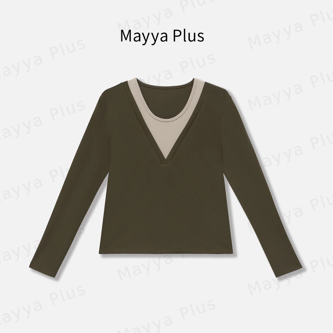 【松果】Mayya Plus麦芽定制小众假两件休闲长袖针织上衣女32536578