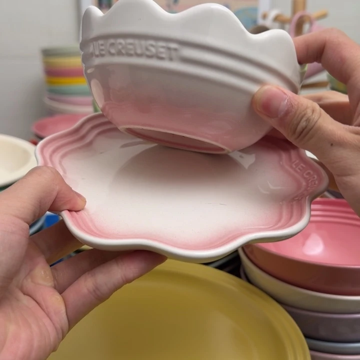 微瑕2个组合花边碗➕花边碟