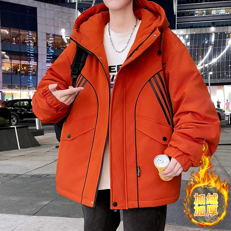 2025秋冬季新款加绒加厚夹克男生青少年潮流宽松帅气休闲保暖外套