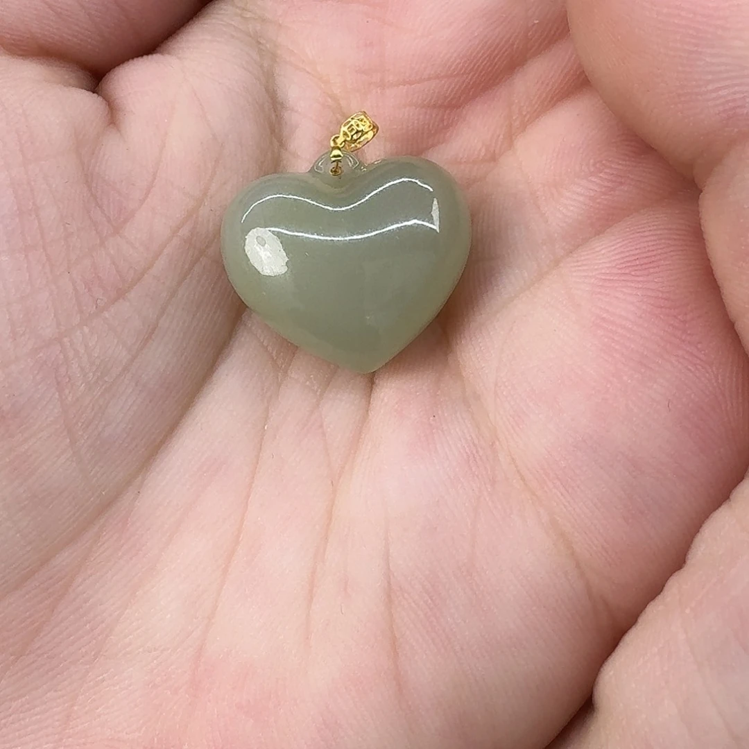 颈饰18K金镶嵌和田玉@**@