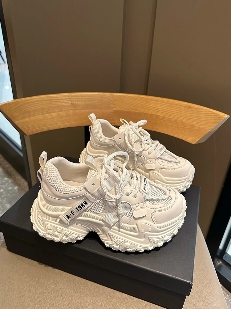 厚底增高小个子老爹鞋女2025秋季新款显脚小网面透气休闲运动鞋潮