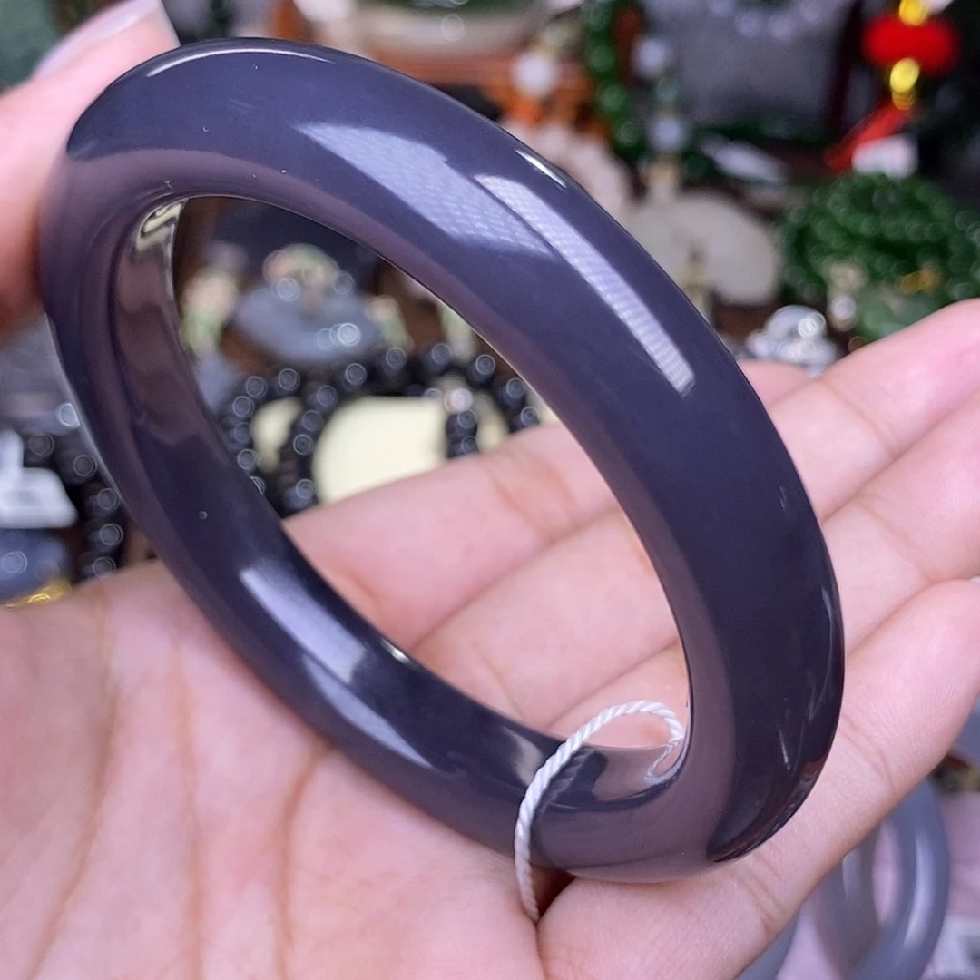 和田玉烟紫老料收藏毕业级手镯59圈未镶嵌