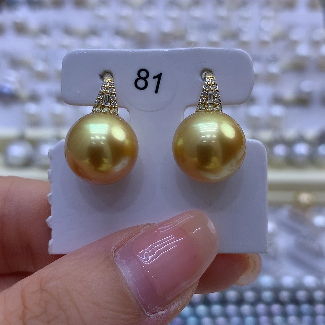 耳饰18K金镶嵌海水珍珠12/13mm