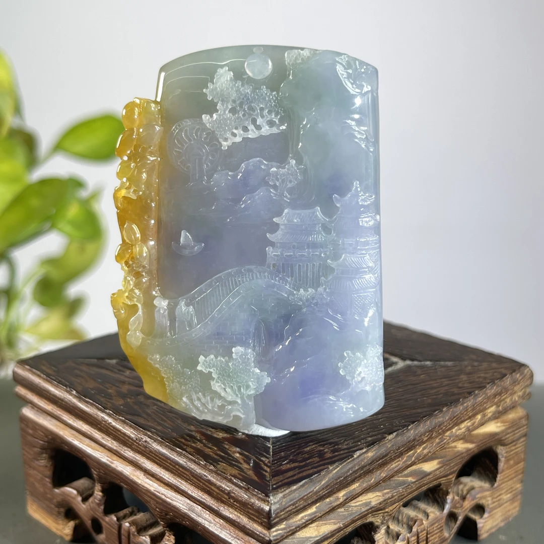 JYB27-168  天然缅甸A货翡翠  山水牌