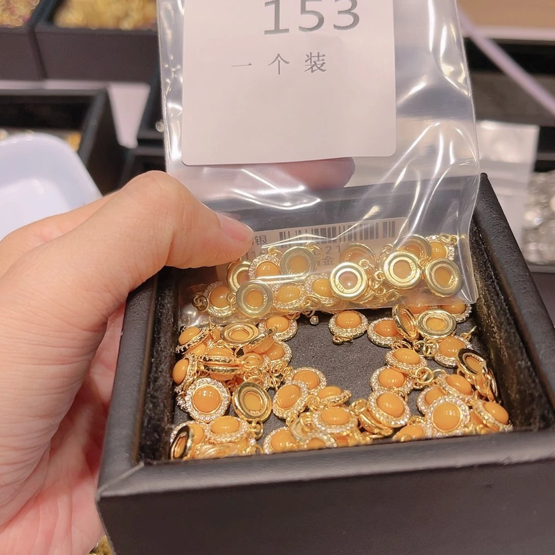 蜜蜡珠宝奇石银S925镀金镶嵌153