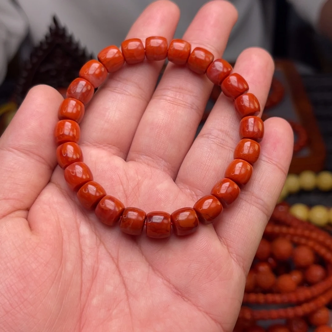 南红玛瑙直切手串卡8毫米未镶嵌