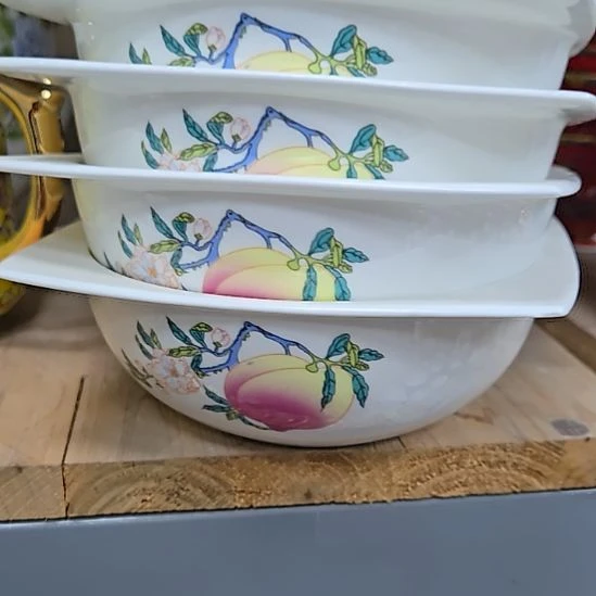 云***锦瓷片瑕疵珐琅彩5寸10个米饭碗小勺10个66666