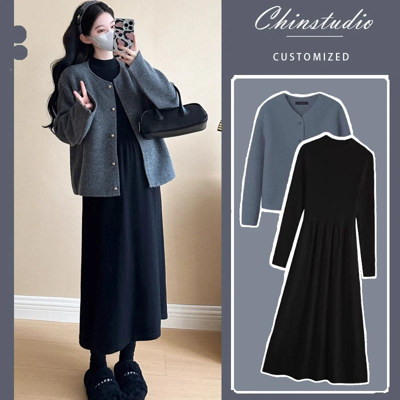 孕妇装新款连衣裙秋冬季外套上衣孕妈高级感孕妇装秋冬装穿搭套装