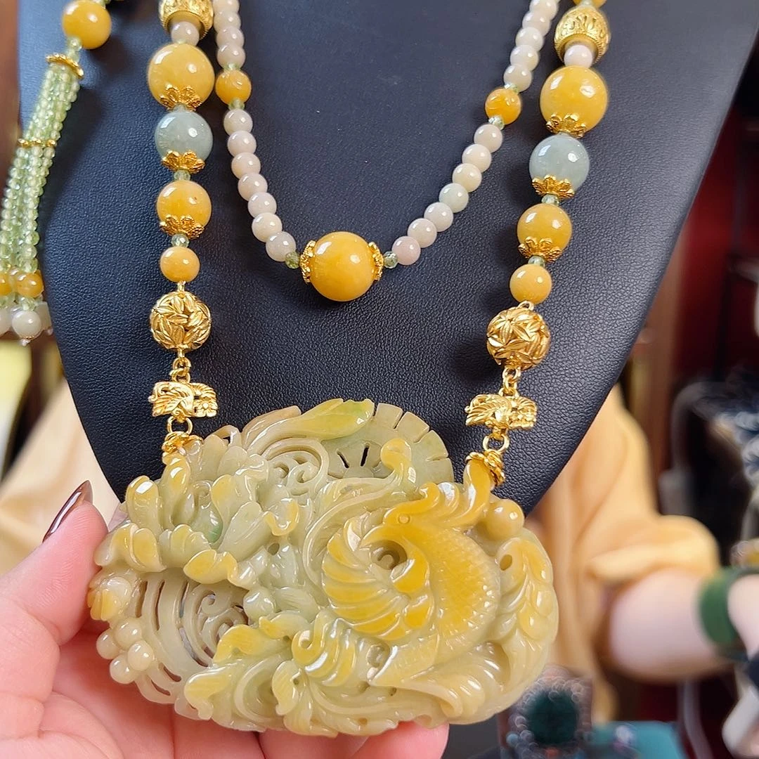 翡翠银S925镶嵌颈饰国风