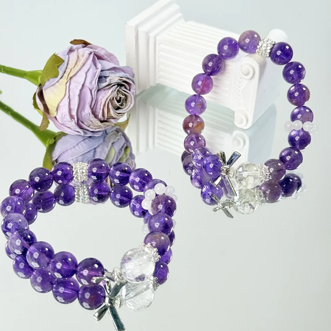 【1658 双纱紫】紫水晶手串10mm面小仙多样性发其一