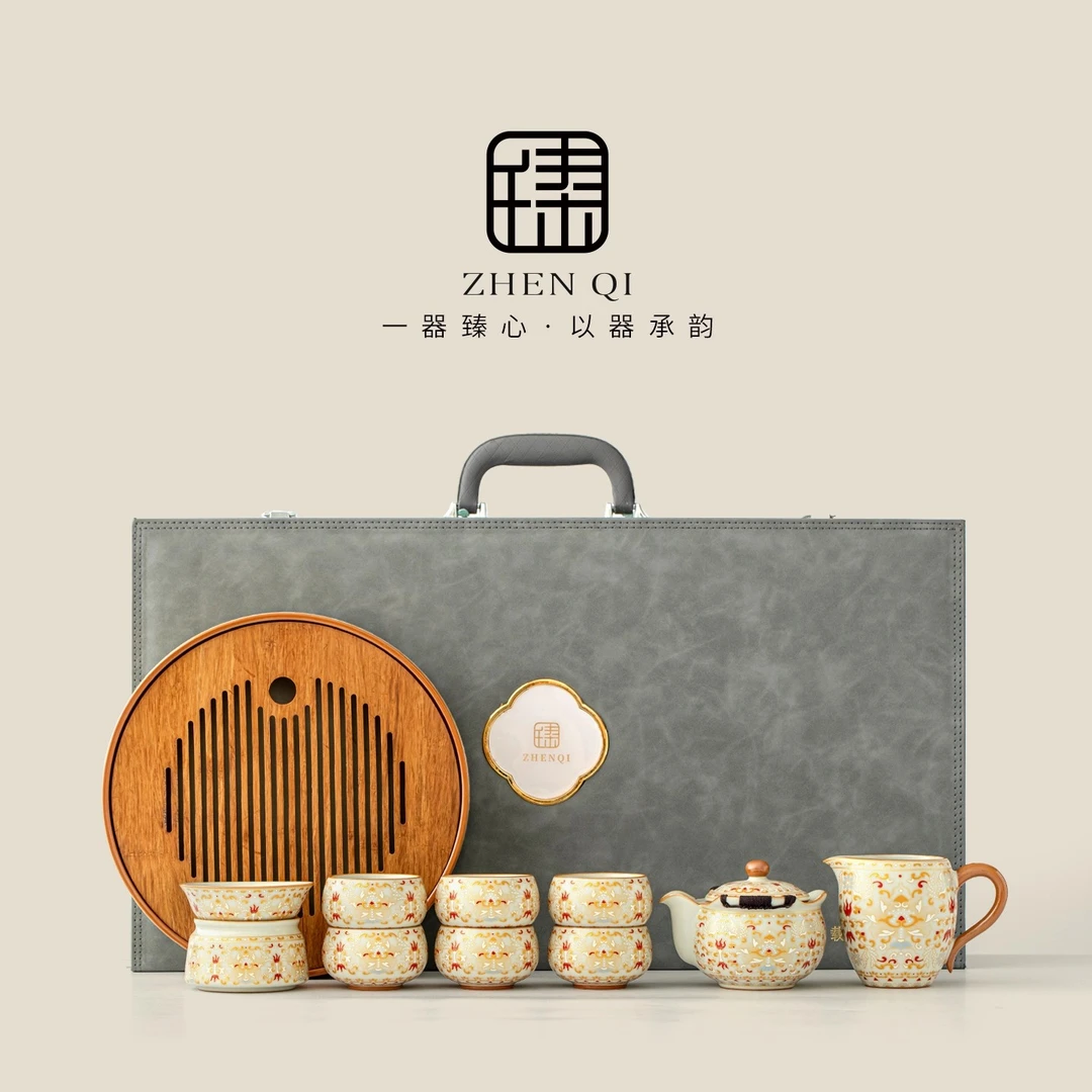 敦煌汝窑手抓壶功夫茶具套装家用泡茶壶送长辈朋友父母生日礼物