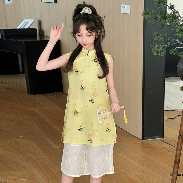 女童夏季旗袍2024新款汉服女孩夏款国风裙子儿童夏装新中式连衣裙