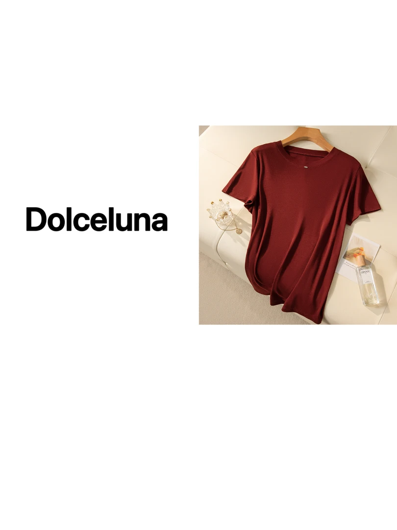 【月姐严选】早春极简风纯色莱赛尔时尚百搭圆领女士短袖T恤-16709