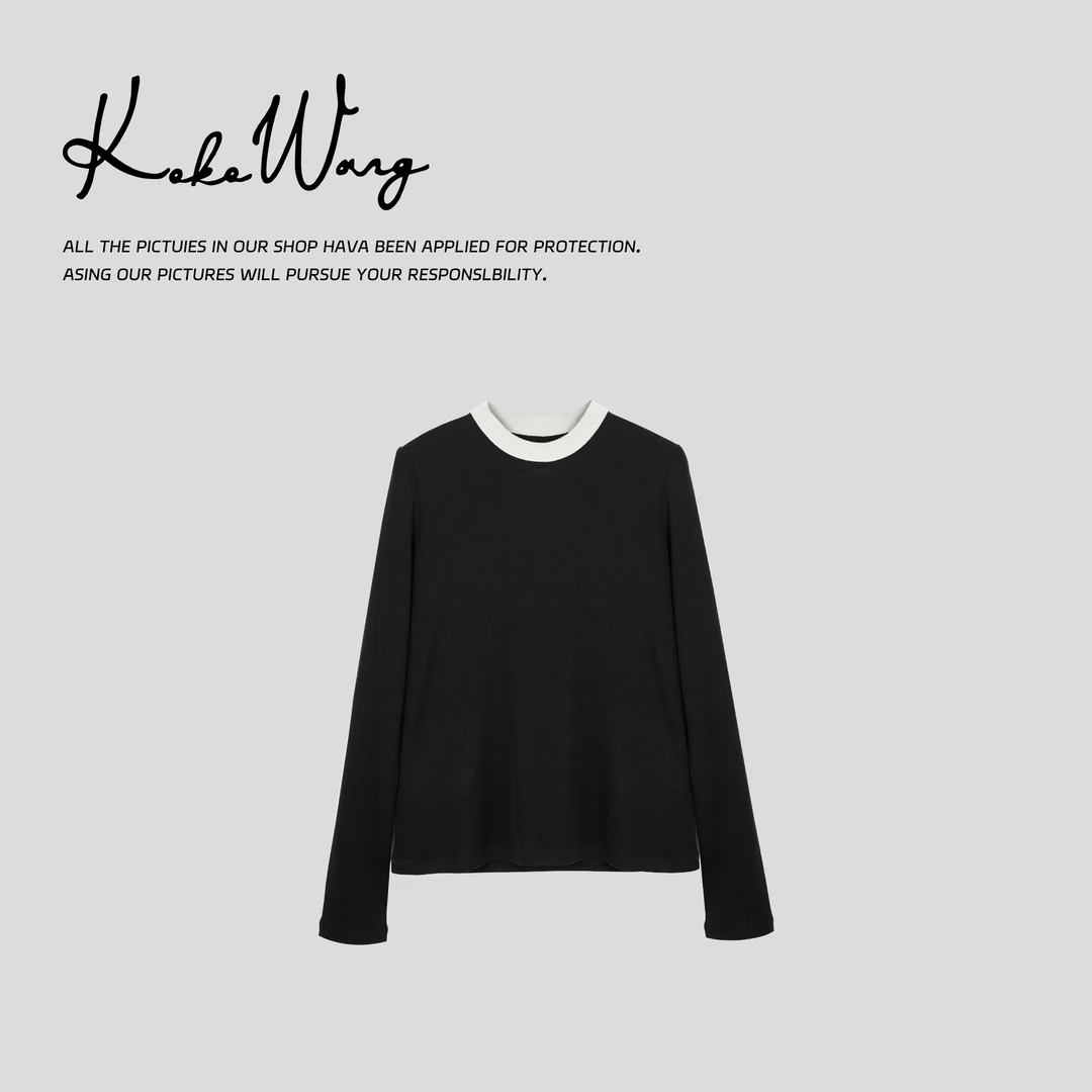 KOKOWANG莱赛尔羊毛圆领套头长袖舒适显瘦打底T恤 N1264L11T42