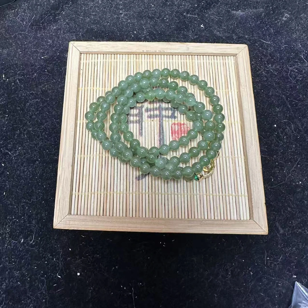 和田玉碧玉圆珠项链（无矿点）1307