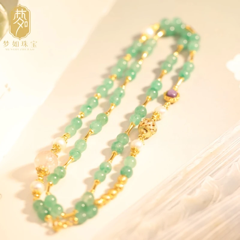 青汁·银镶青绿圆珠百搭项链SY小众珠宝