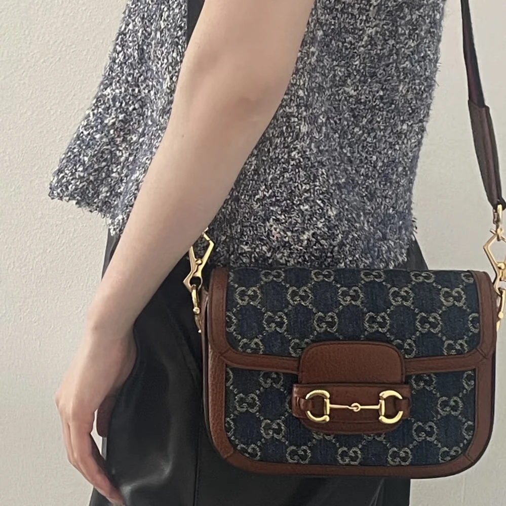 95新 GUCCI/古驰 牛仔1955小号斜挎包/0445